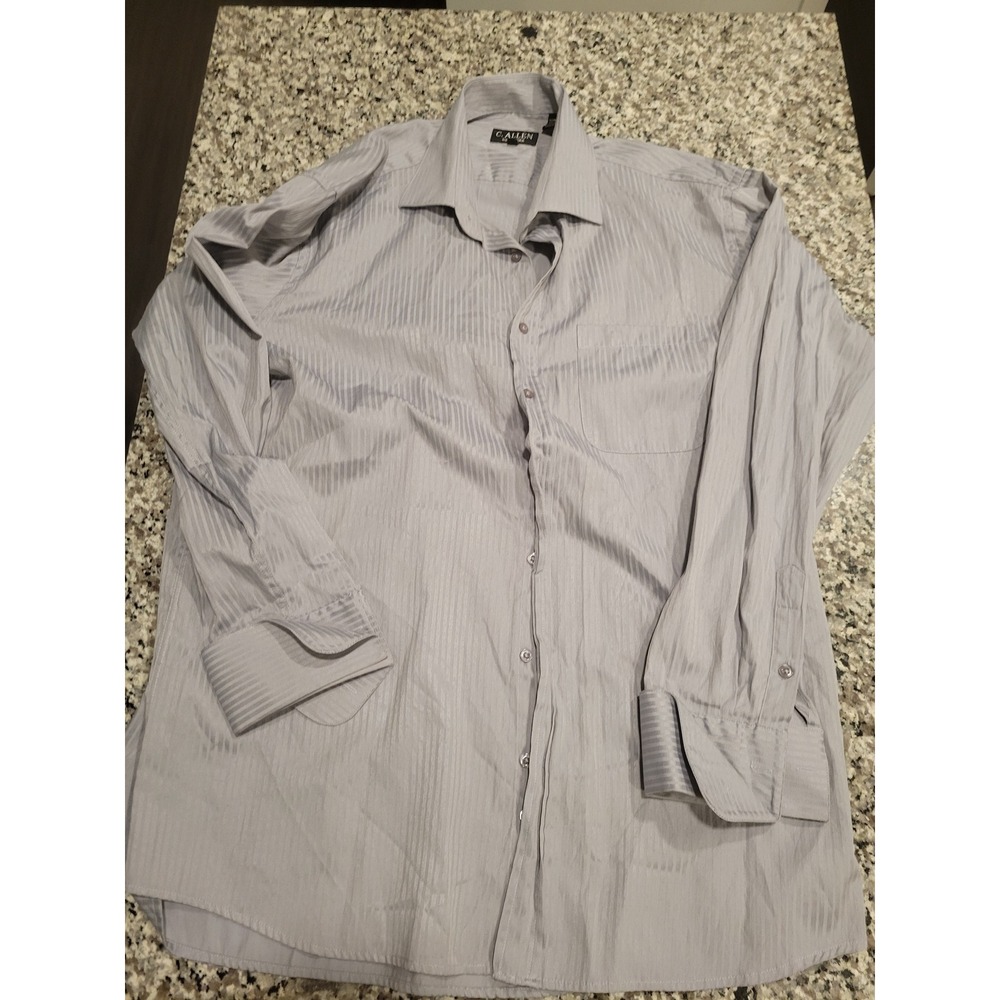 C.‎ Allen New York Men's Dress Shirt Silver Stripe Button Down Size 17 1/2